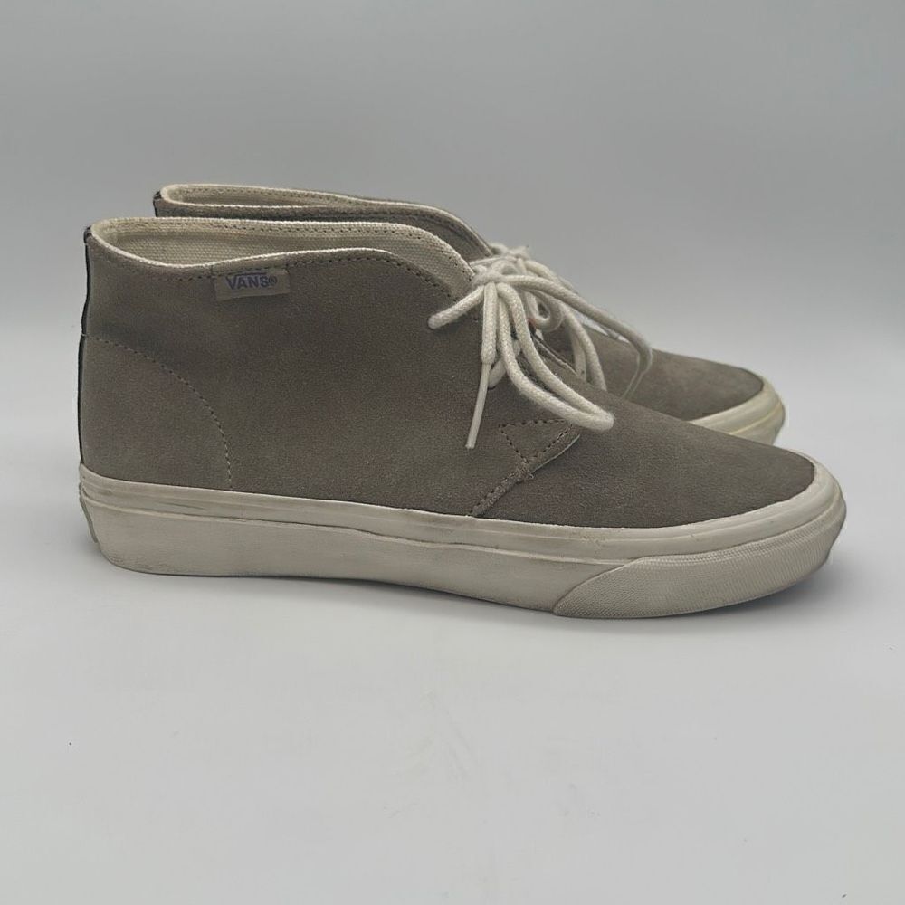Vans Rhea Khaki Suede Lace-Up Slim Classic Beads Detail Shoes Size 5 Women's
